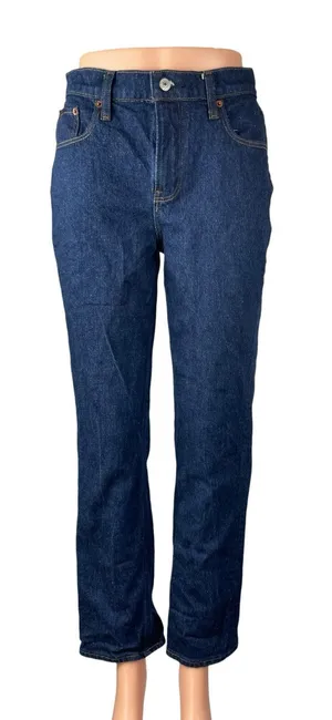 Abercrombie & Fitch Womens Dark Blue Wash Mid Rise Straight Denim Jeans Pants 25 thumbnail 1
