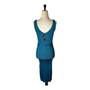 Rachel Roy Dress Women Small Blue Ribbed Knit Button Front Sweater Sheath‎ NWT thumbnail 3