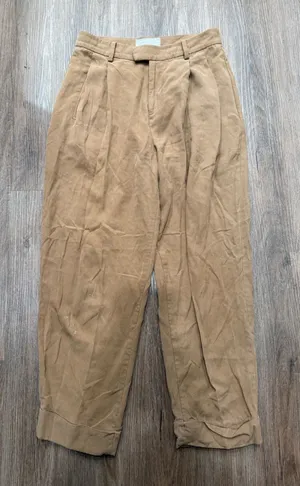 Everlane Tan Brown Pleated Chino Trousers High Rise‎ Lyocell Pants Size 0 thumbnail 1