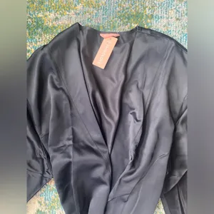 NWT ThirdLove short black silky tie robe, size OS thumbnail 10