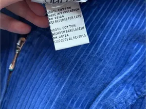 Vintage 80s Deadstock Blue Corduroy Short Sleeve Zip-Front Dress thumbnail 8