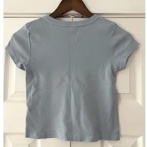 Brandy Melville Newport Beach 1984 Baby Tee Light Blue Cotton Graphic Crop Top thumbnail 2
