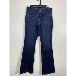 American Eagle Kick Boot Jeans Womens 4 Blue Medium Wash Mid Rise Stretch Denis thumbnail 2