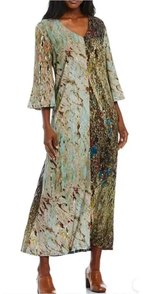 Bryn Walker Women Lilana Aquario Italian Maxi Dress Small Abstract Arsty‎ Lagen thumbnail 1