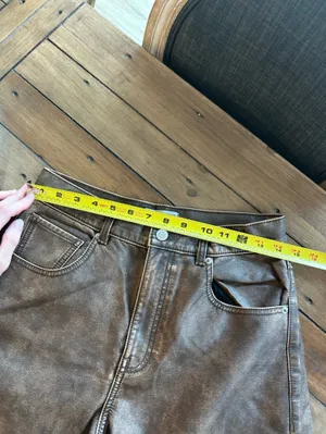 Free People We the Free Misha Barrel Vegan Brown Pants 28 thumbnail 13