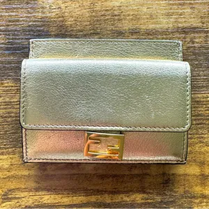 Fendi Metallic Gold Baguette FF Monogram Card Holder & Wallet thumbnail 1