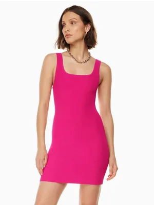 Babaton Sculpt Knit Squareneck Mini Dress red thumbnail 3