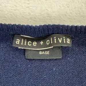Alice + Olivia Aaron Navy Blue‎ Wool Cashmere Blend Crewneck Sweater Est small thumbnail 2