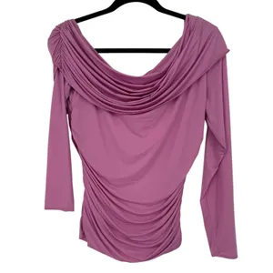 NWT Abercrombie & Fitch Womens Pink Draped Off Shoulder Ruched Top Size Large thumbnail 5