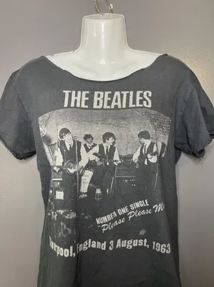 The Beatles Shirt Womens Small Black Liverpool 1963 Graphic Tee Top Band Rock thumbnail 1