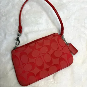 y2k COACH Red Signature Canvas Wristlet thumbnail 2
