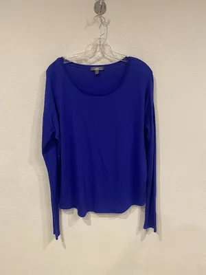 Alo Yoga Shirt Womens Large Blue Long Sleeve Scoop Neck Lightweight Athletic thumbnail 2