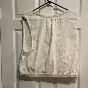 Faherty Isla embroidered organic cotton button-up tank top cream sz XL thumbnail 4