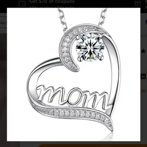 New silver toned Mom heart‎ necklace thumbnail 2