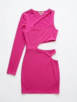 superdown Jamie Cut Out Dress Womens S Hot Pink NWT One Sleeve Asymmetric thumbnail 2