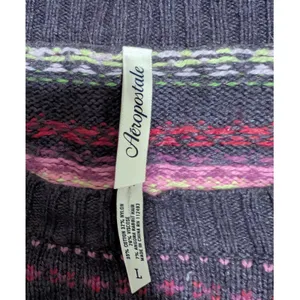 Aeropostale Women's Purple Pink Striped Angora Blend Cropped Sweater L Large y2k thumbnail 2