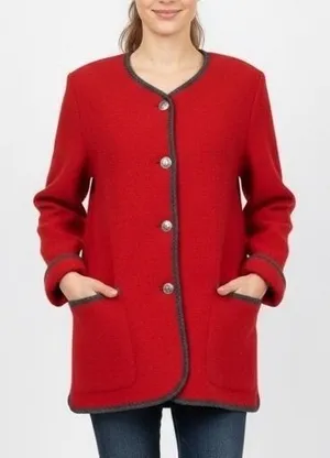 L.L.Bean Cardigan Sweater Womens Large Red Knit Pockets Round Neck Long‎ Sleeve thumbnail 1