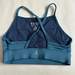NoBull Women Matte High Neck Sports Bra Unpadded Teal Blue Stretch Size XS NWOT thumbnail 4