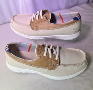 Skechers Cream & Tan Lace-Up Casual Sneakers thumbnail 1