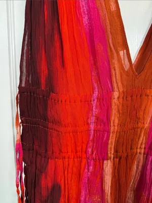 ZARA Sleeveless V-Neck Bead Tie Dye Midi Dress W2567 Sz S thumbnail 9