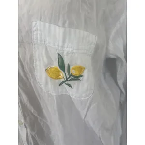 Victorias Secret Blue White Striped Lemon Embroidered Sleep Shirt Large thumbnail 2
