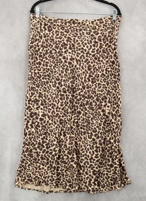 By Anthropologie Animal Print Leopard‎ Flare Knee Length Midi Skirt Plus 14 thumbnail 1
