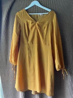Como Vintage Mustard Yellow Polka Dot Long Sleeve Dress thumbnail 1