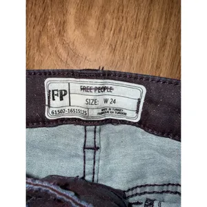 Free People Dark Plum Metallic Shimmer Skinny Jeans High Rise‎ whimsical Goth thumbnail 5