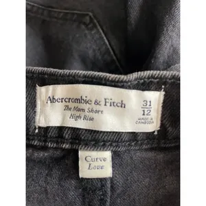 Abercrombie & Fitch The Mom Shore High Rise Black Cutoff Denim Jean Shorts 12 thumbnail 5