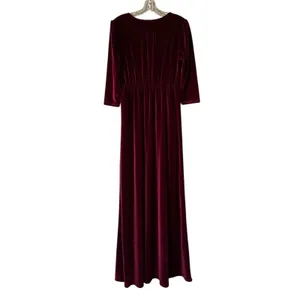 BalticBorn Women Size Medium Velour Maxi Dress‎ Red Peasant Hippie Bohemian Long thumbnail 2