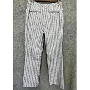 i.e. Pants Womens 8 Gray White Pinstripe Straight‎ Leg Y2K Minimalist Workwear thumbnail 2