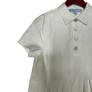 Hill House Rosalind White Jacquard Rhinestone Button Collar Mini Dress XS thumbnail 4