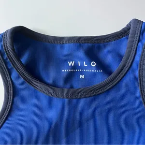 Wilo • Blue and Navy Trim Women's Sports Bra thumbnail 3