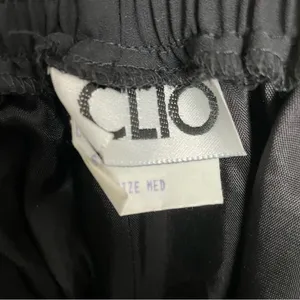 Vintage Clio Pants Wide Leg Palazzo Culottes Cropped Elastic Waist Lined Black thumbnail 10