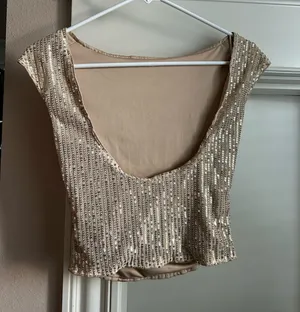 Gold sequence backless crop top  thumbnail 1