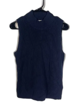 Loft Womens Sleeveless Sweater Navy Blue Medium New With Tags Cotton thumbnail 1