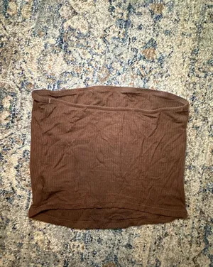 American Eagle Soft & Sexy Rib Brown Bandeau Top XS thumbnail 3
