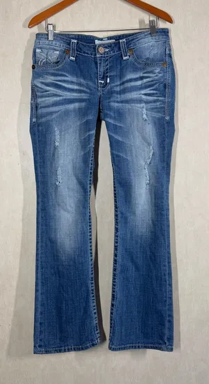 Big Star Women’s Liv Bootcut Jeans Low Rise Embroidered Stitch in Medium Wash 30 thumbnail 1