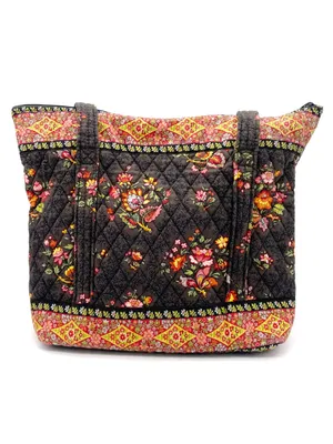 Vera Bradley Chocolat Villager Scalloped Tote Bag Brown Floral Vintage 2003 Y2K thumbnail 4