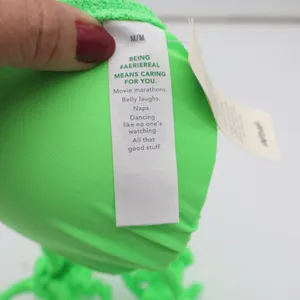Aerie Bikini Top Womens M Triangle Neon Lime Green Floral Lace New thumbnail 3