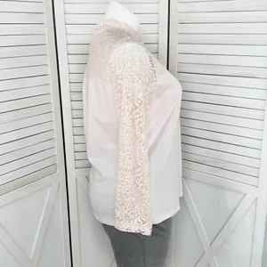 Bedford Fair Lace Sleeve Mock Neck‎ Shirt Pink Large Tee Coquette Victorian Soft thumbnail 3