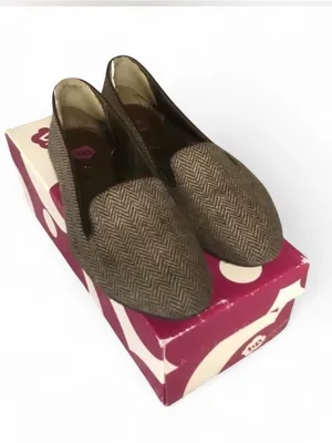 BP Nordstrom Mansion- Fab Tweed Brown & Tan Herringbone Loafer Sz 8.5 thumbnail 1