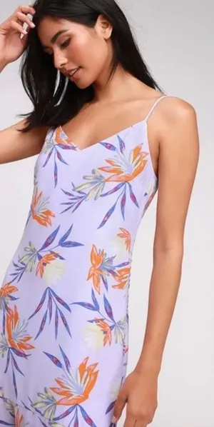 Lulu’s Quinlynn Floral Lavender Midi slip Dress thumbnail 1