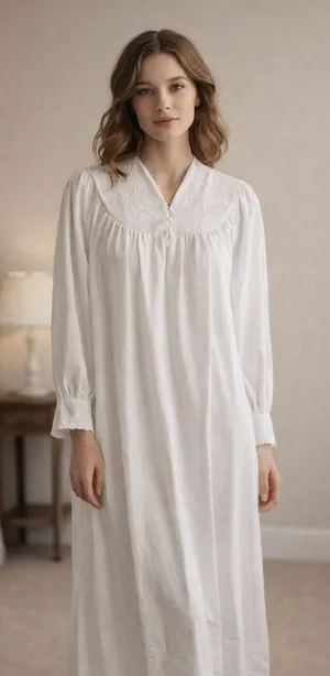 Le Voys Vintage White Peignoir Robe XS Cottagecore Lace Yoke Nightgown Y2K thumbnail 1