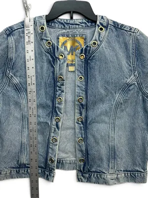 MICHAEL Michael Kors Denim Jacket Women’s L Light Wash Grommet Collar NWT $135 thumbnail 6