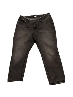Good American Black Distressed Raw Hem Jeans Size 14/32 thumbnail 2