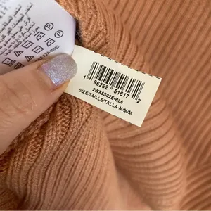 BCBGMAXAZRIA Merino Wool Blend Ribbed Off Shoulder Sweater Top Blush Sz‎ M thumbnail 8