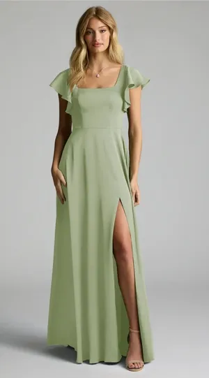 Azazie Bondi Stretch Satin Bridesmaid Dress dusty sage thumbnail 1