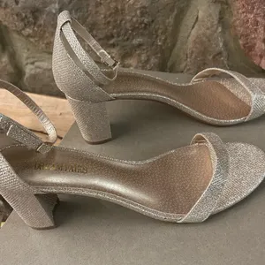 Heels Shimmering Silver Heeled Sandals Dream Paris Size 12 thumbnail 8