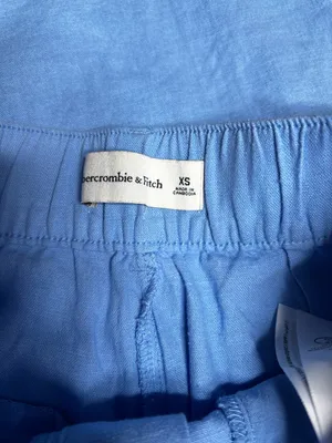 Abercrombie and Fitch Light Blue Pleated Linen Wide Leg Pants NWT Size XS thumbnail 5
